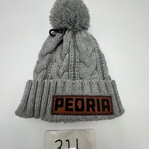 Peoria Illinois Beanie Hat Gray Cable Knit Winter Cap KB Ethos New